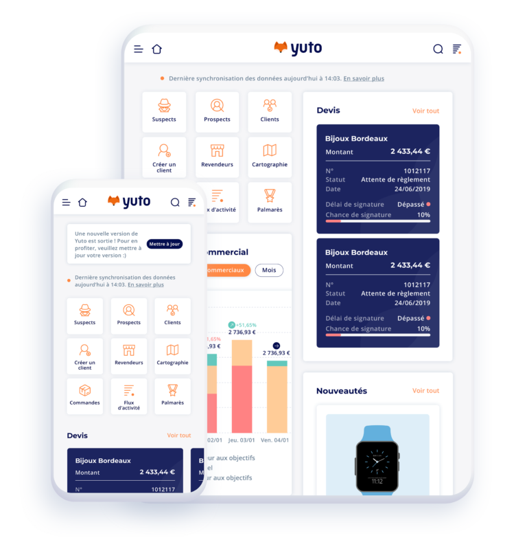 Pipe commercial sur une appli CRM mobile